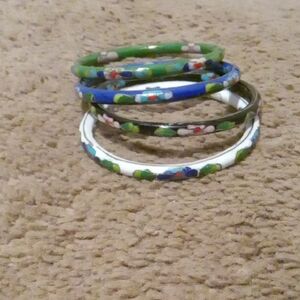 Set Of 4 Painted Metal Bangle Bracelets euc